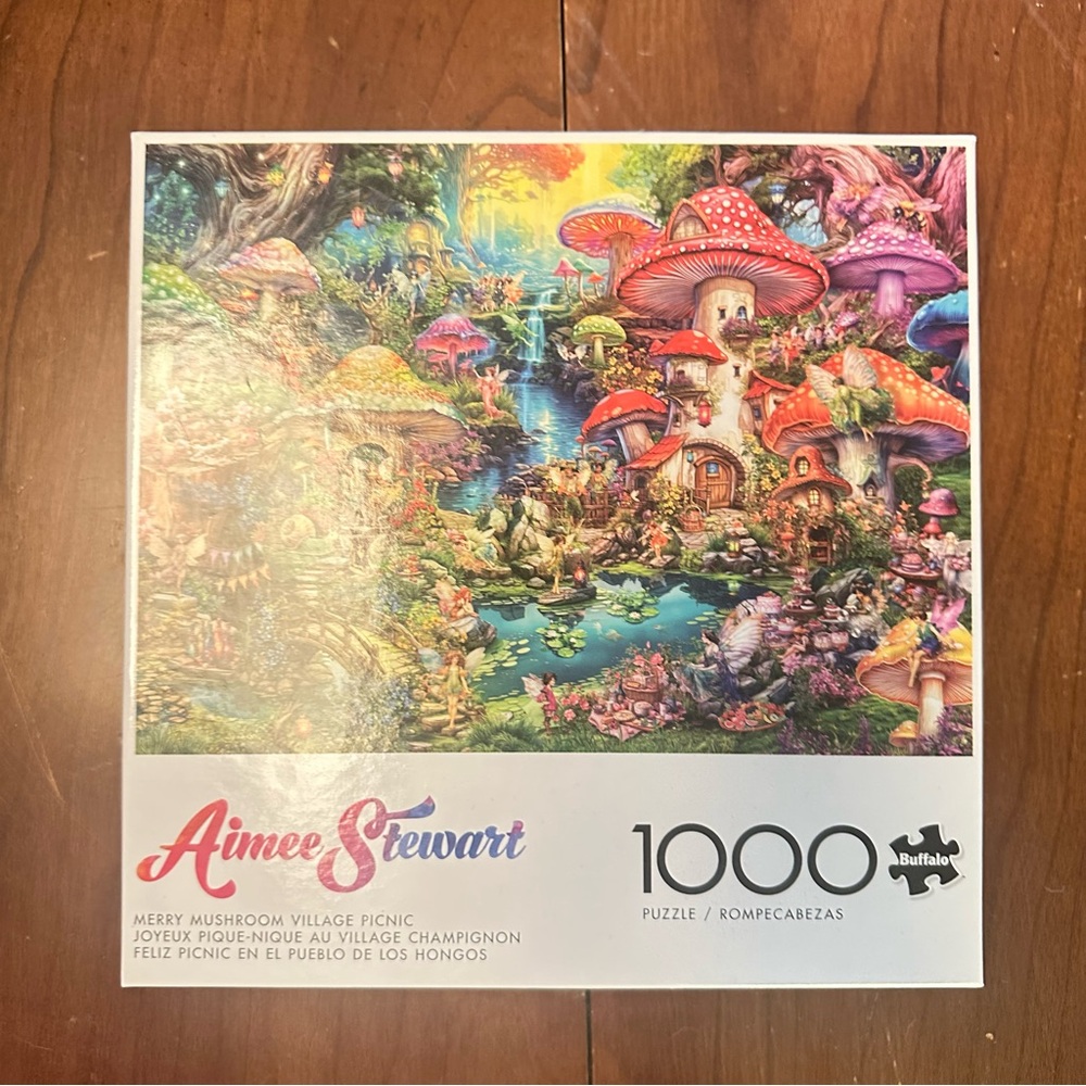 Unopened Aimee Stewart Merry Mushroom Village Picnic 1000-Piece Puzzle